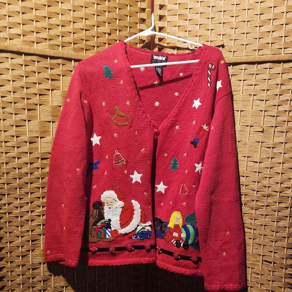 Designers Originals Studio, Vintage Holiday, Christmas, Colorful, Embroided Top